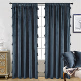 DriftAway Boho Velvet Handmade Tassel Curtain Room Darkening Thermal Insulated Window Curtains