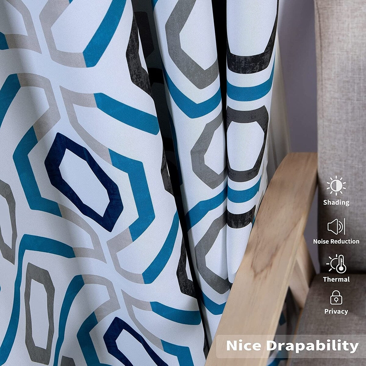 DriftAway Camden Geometric Lattice Printed Grommet Blackout Curtains