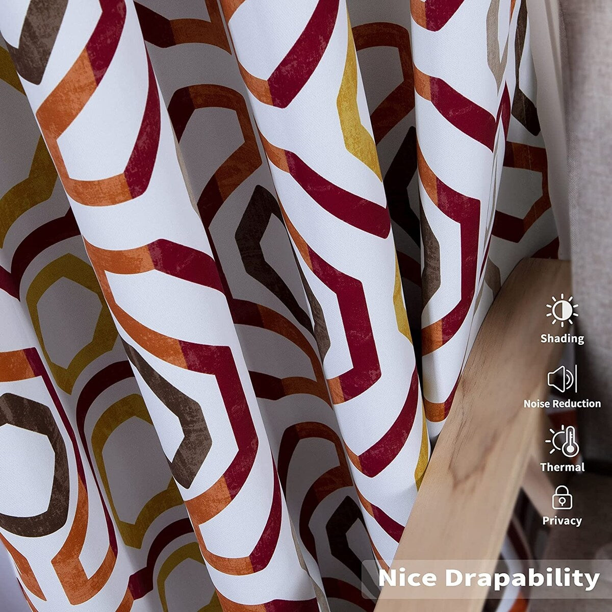 DriftAway Camden Geometric Lattice Printed Grommet Blackout Curtains