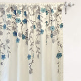 DriftAway Isabella Faux Silk Embroidered Curtain Crafted Flower Lined with Thermal Fabric Single Panel - 50*108