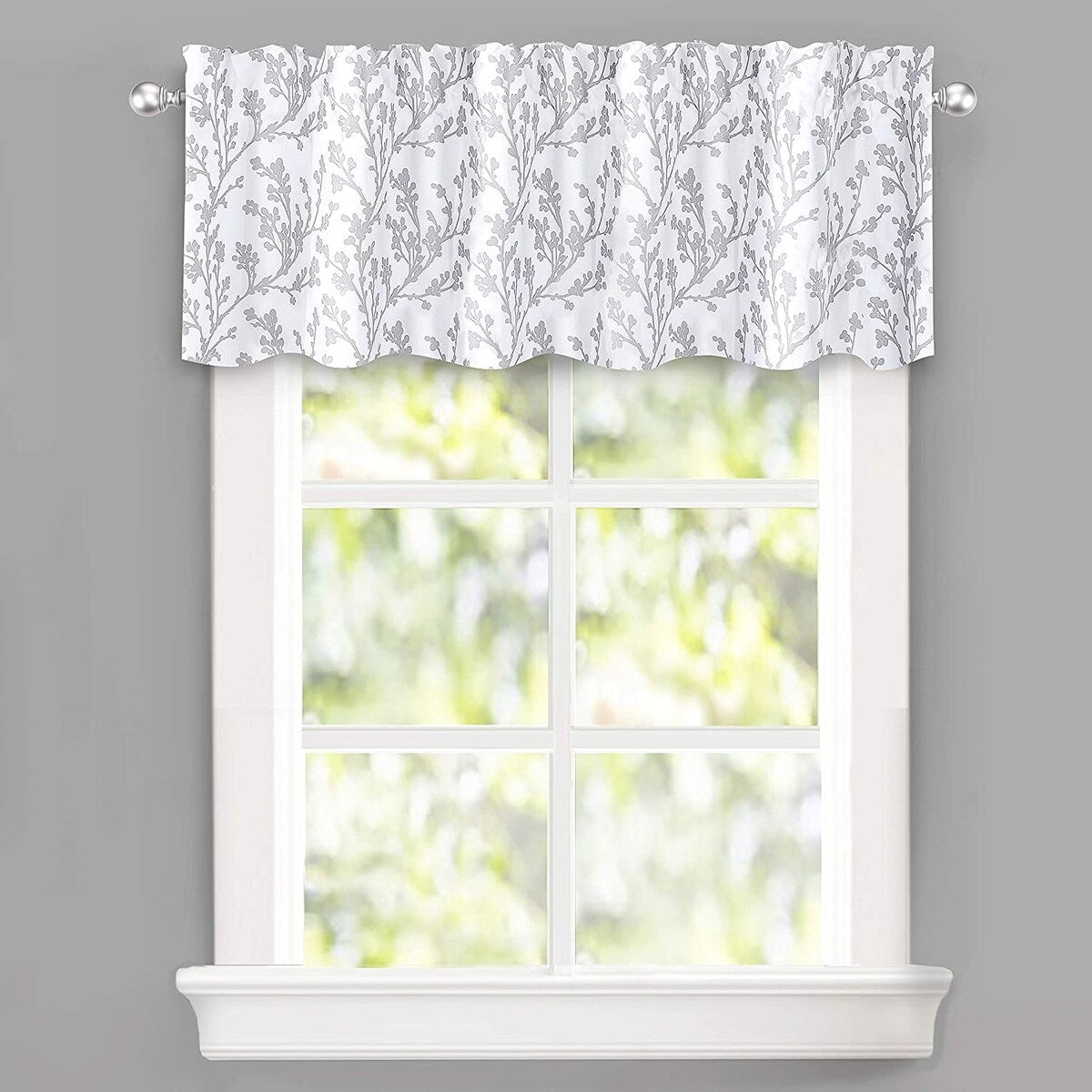 DriftAway Sarah Floral Tree Branch Pattern Blackout Window Curtain Valance Gray - 52'' width x 14'' length