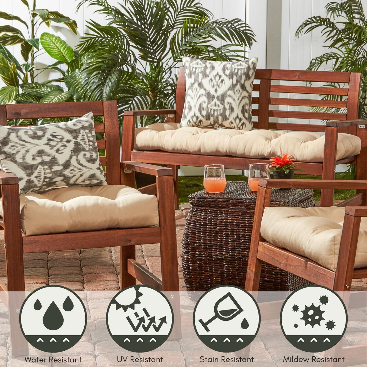 Solid Color 20-inch Square Outdoor Chair Cushion by Greendale Home Fashions - 20w x 20l
