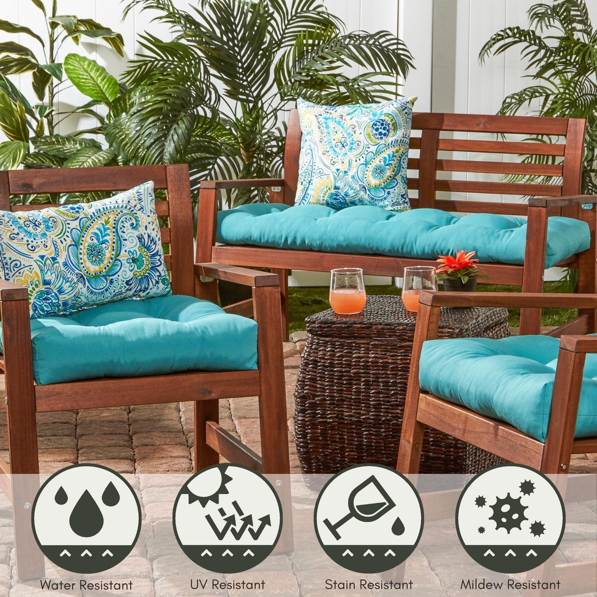Solid Color 20-inch Square Outdoor Chair Cushion by Greendale Home Fashions - 20w x 20l