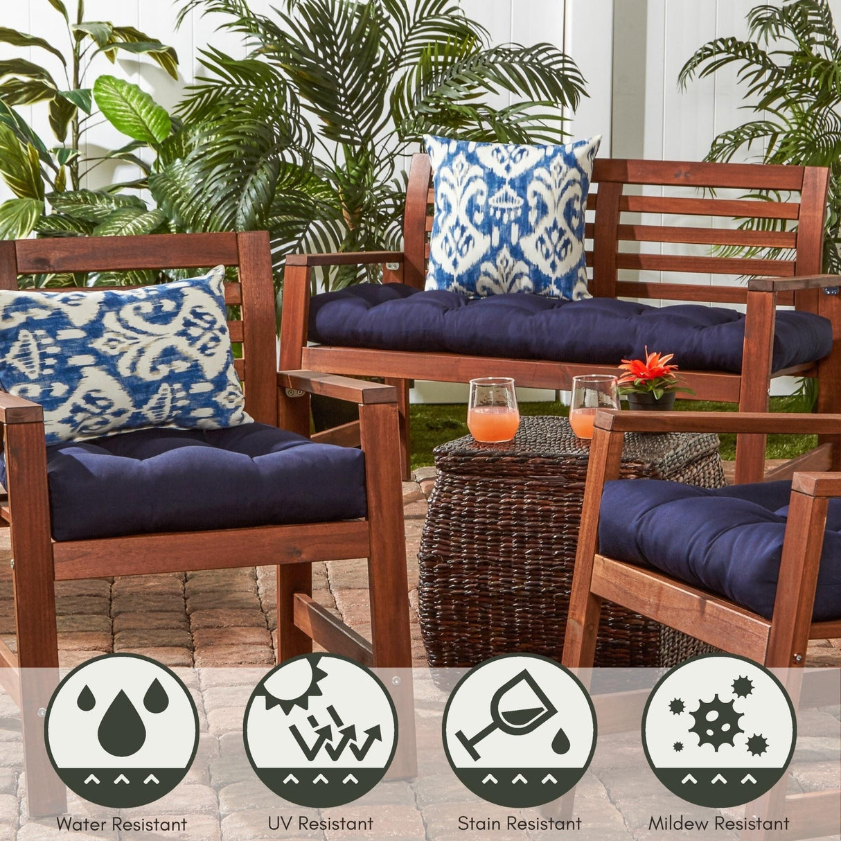 Solid Color 20-inch Square Outdoor Chair Cushion by Greendale Home Fashions - 20w x 20l