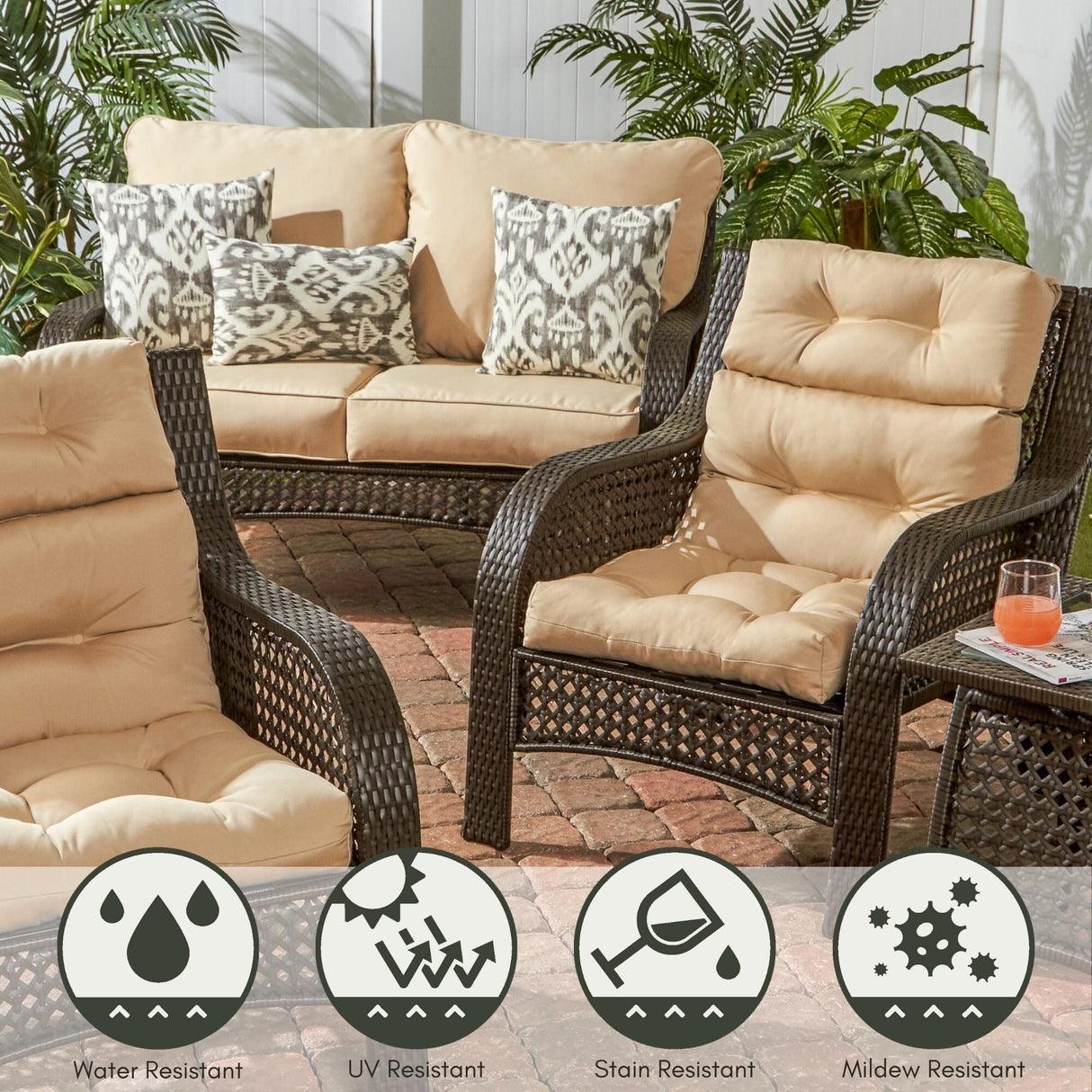 Solid Color 22x44-inch Outdoor High Back Chair Cushion (Cushion Only)