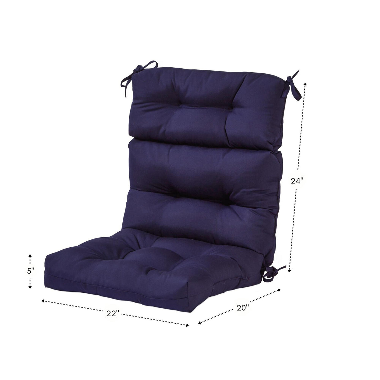 Solid Color 22x44-inch Outdoor High Back Chair Cushion (Cushion Only)