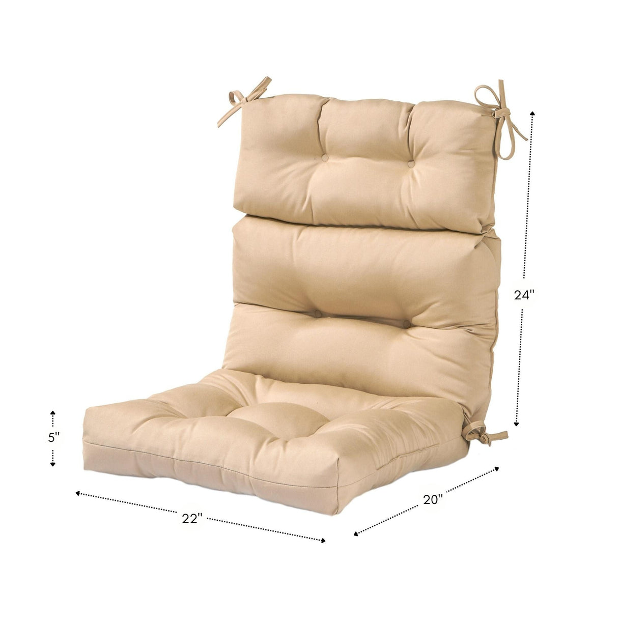 Solid Color 22x44-inch Outdoor High Back Chair Cushion (Cushion Only)