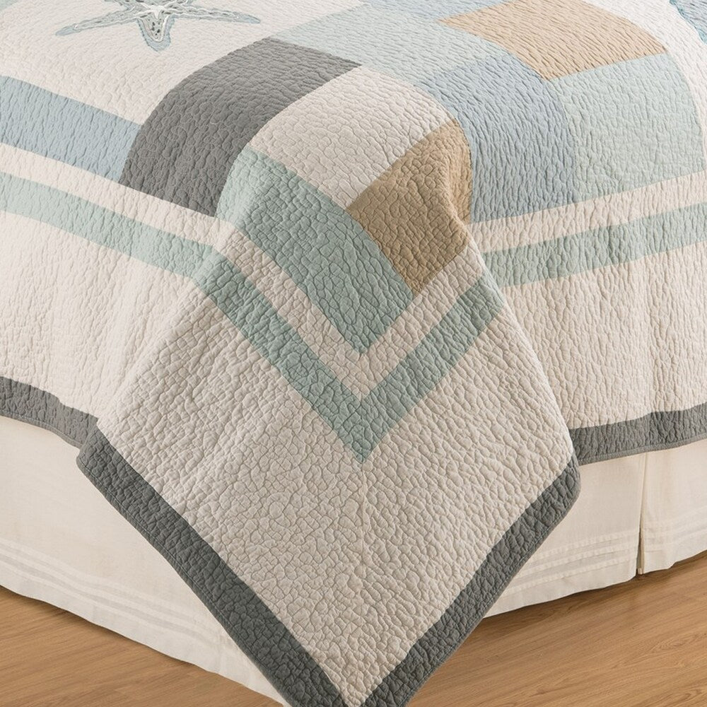 Driftwood Shores Coastal Cotton 3 Piece Quilt Set - Twin 2 Piece
