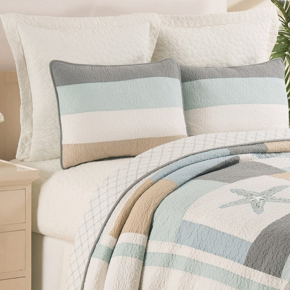 Driftwood Shores Coastal Cotton 3 Piece Quilt Set - Twin 2 Piece