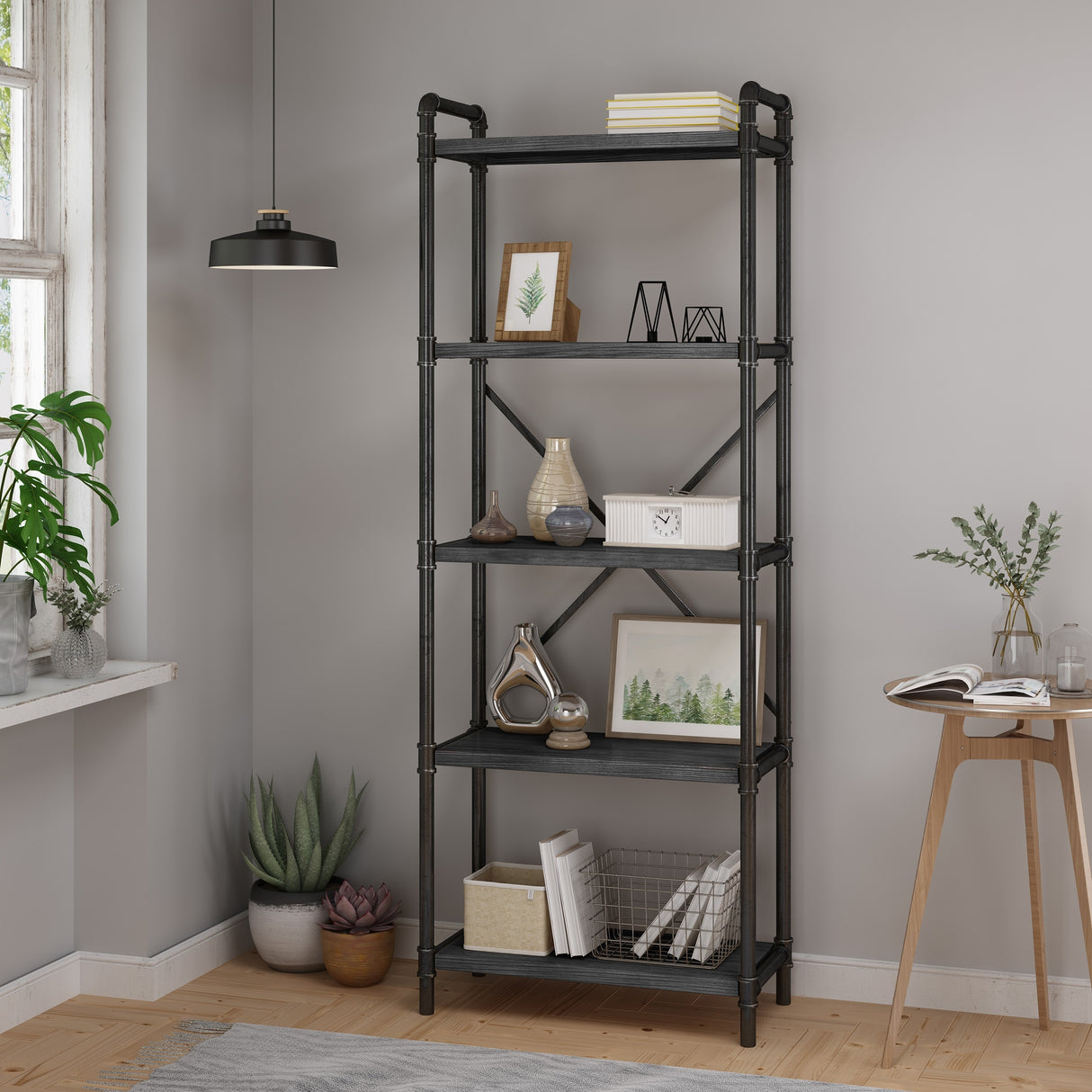 Driscoe Industrial Fir Wood Bookcase by Christopher Knight Home - 24.00" W x 12.00" D x 71.00" H