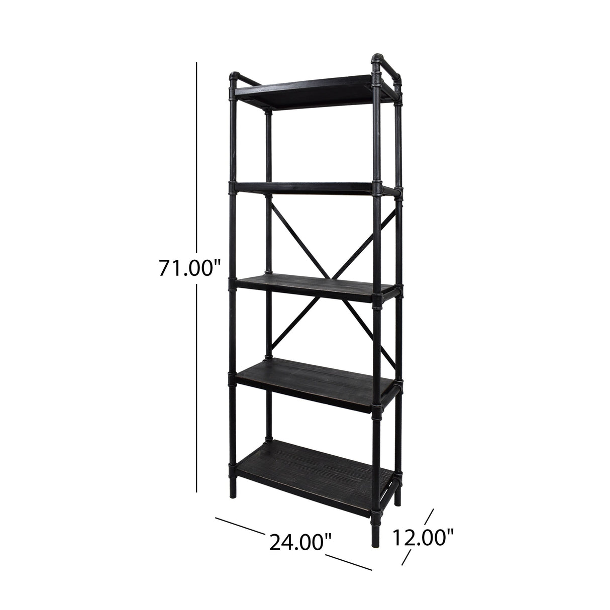 Driscoe Industrial Fir Wood Bookcase by Christopher Knight Home - 24.00" W x 12.00" D x 71.00" H
