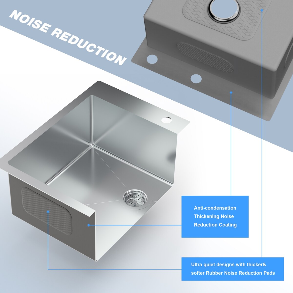 Drop-in Topmount 16 Gauge Single Bowl Stainless Steel Kitchen Sink