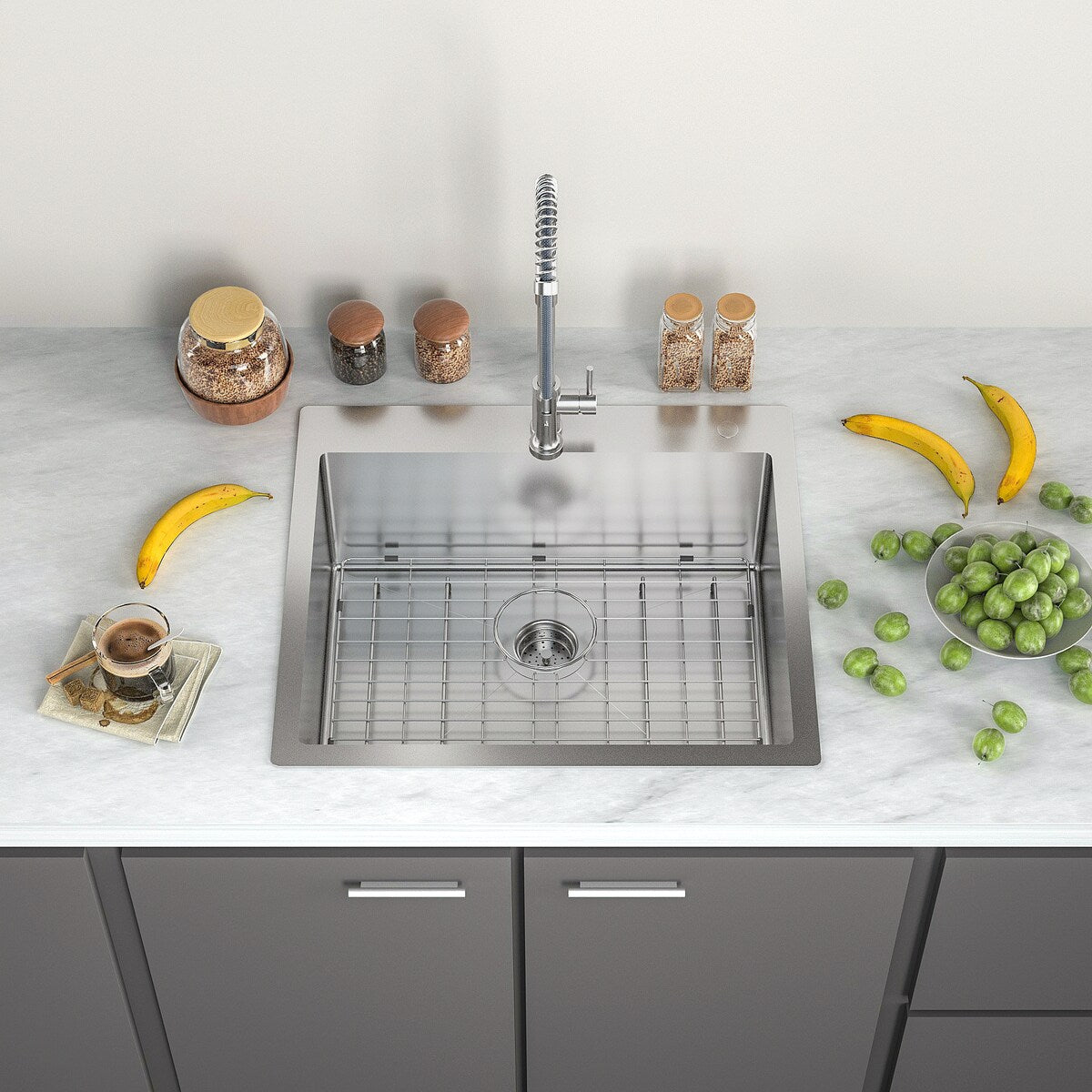 Drop-in Topmount 16 Gauge Single Bowl Stainless Steel Kitchen Sink