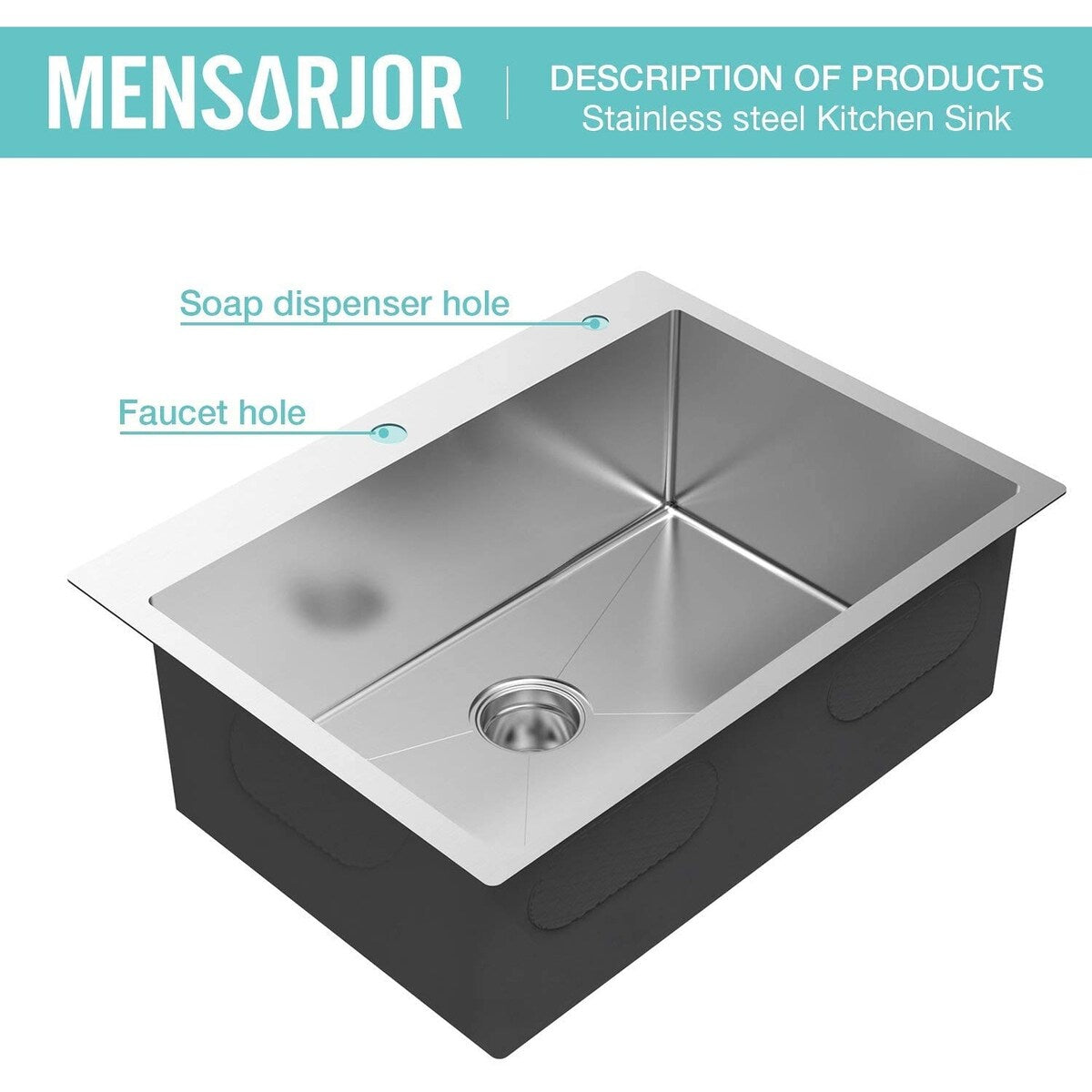 Drop-in Topmount 16 Gauge Single Bowl Stainless Steel Kitchen Sink
