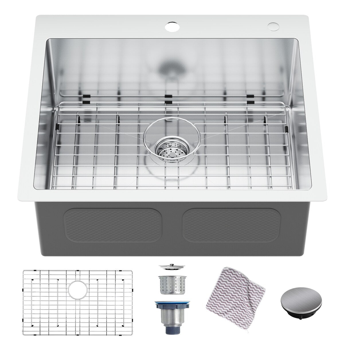 Drop-in Topmount 16 Gauge Single Bowl Stainless Steel Kitchen Sink