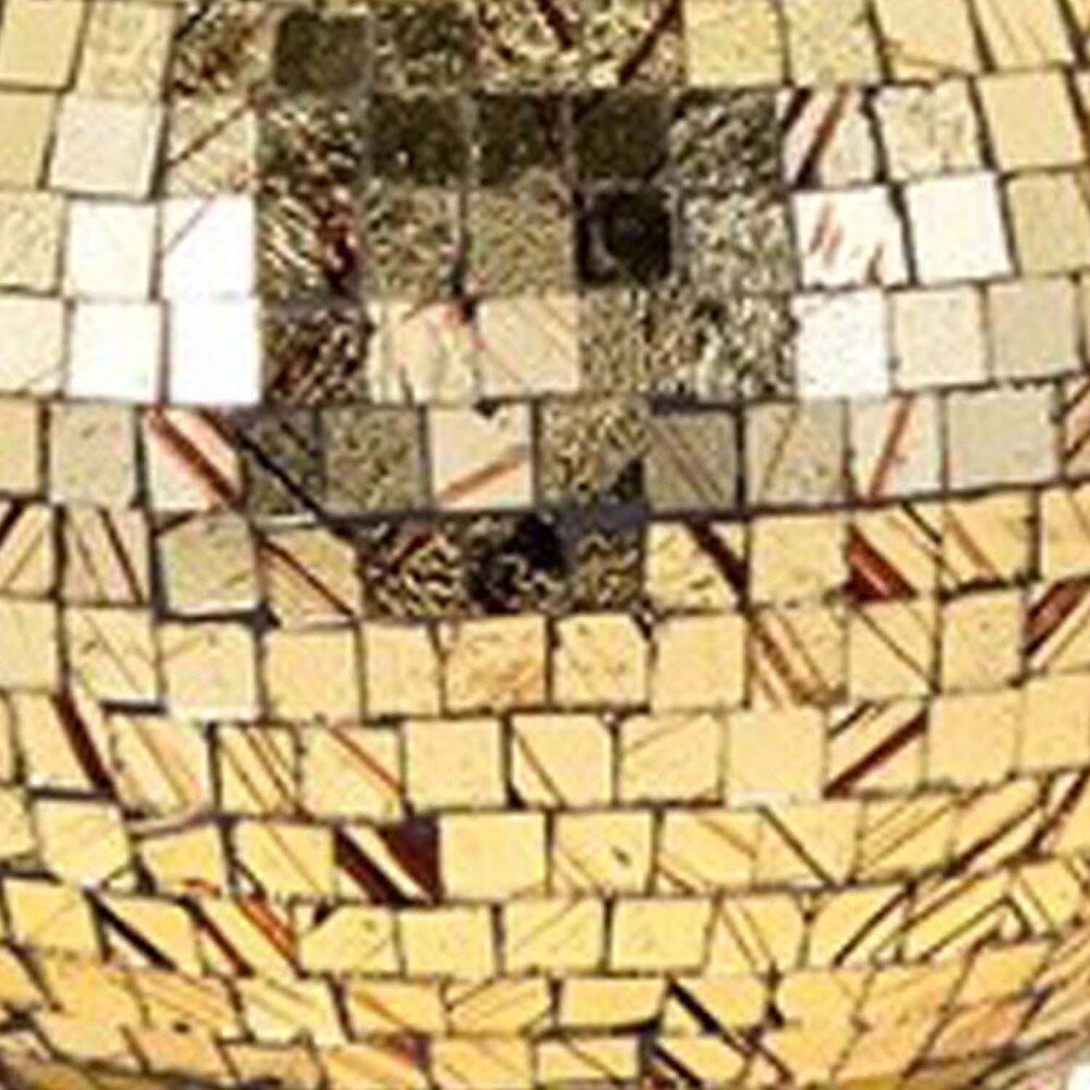 Drum Shade Mosaic Table Lamp with Iron Base, Gold and White