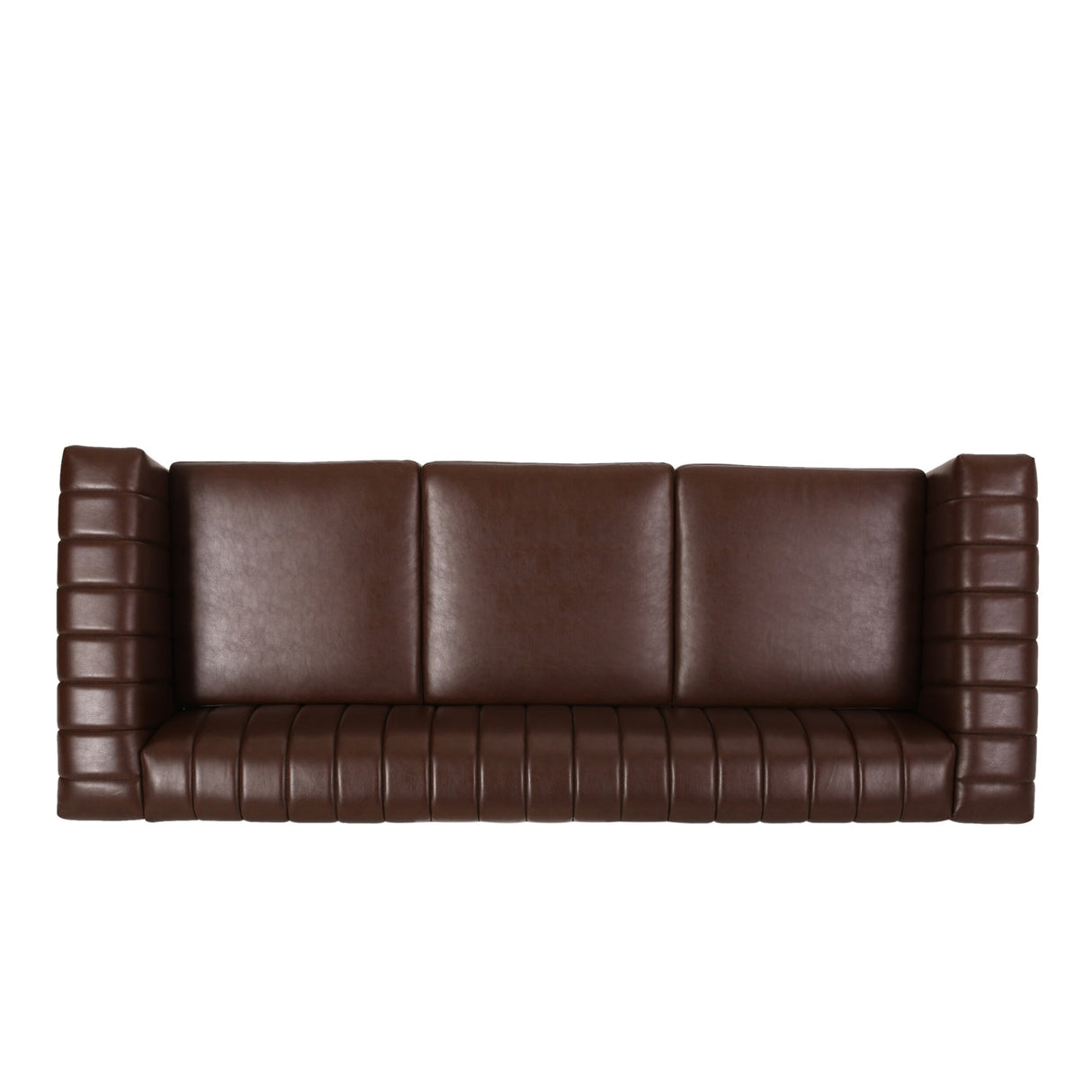 Drury Channel Stitch Faux Leather Sofa with Nailhead Trim by Christopher Knight Home - 83.00" L x 32.50" W x 27.00" H