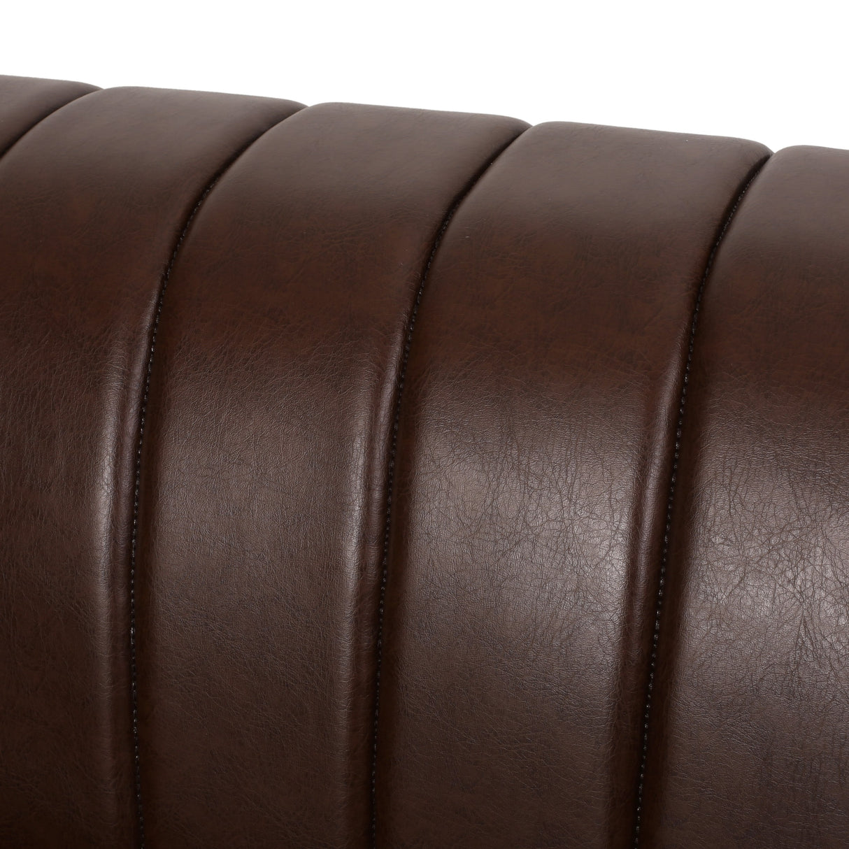 Drury Channel Stitch Faux Leather Sofa with Nailhead Trim by Christopher Knight Home - 83.00" L x 32.50" W x 27.00" H