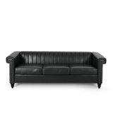 Drury Channel Stitch Faux Leather Sofa with Nailhead Trim by Christopher Knight Home - 83.00" L x 32.50" W x 27.00" H