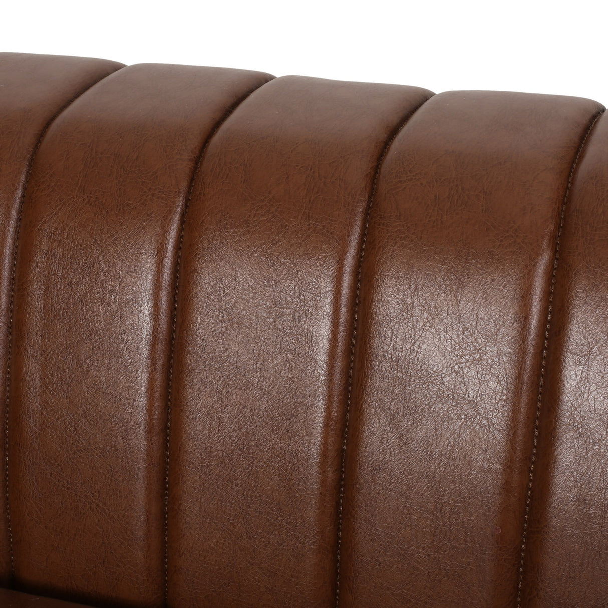 Drury Channel Stitch Faux Leather Sofa with Nailhead Trim by Christopher Knight Home - 83.00" L x 32.50" W x 27.00" H