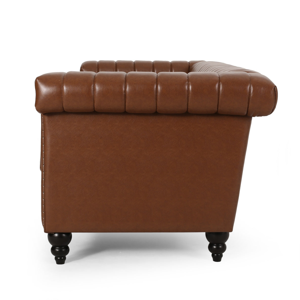 Drury Channel Stitch Faux Leather Sofa with Nailhead Trim by Christopher Knight Home - 83.00" L x 32.50" W x 27.00" H