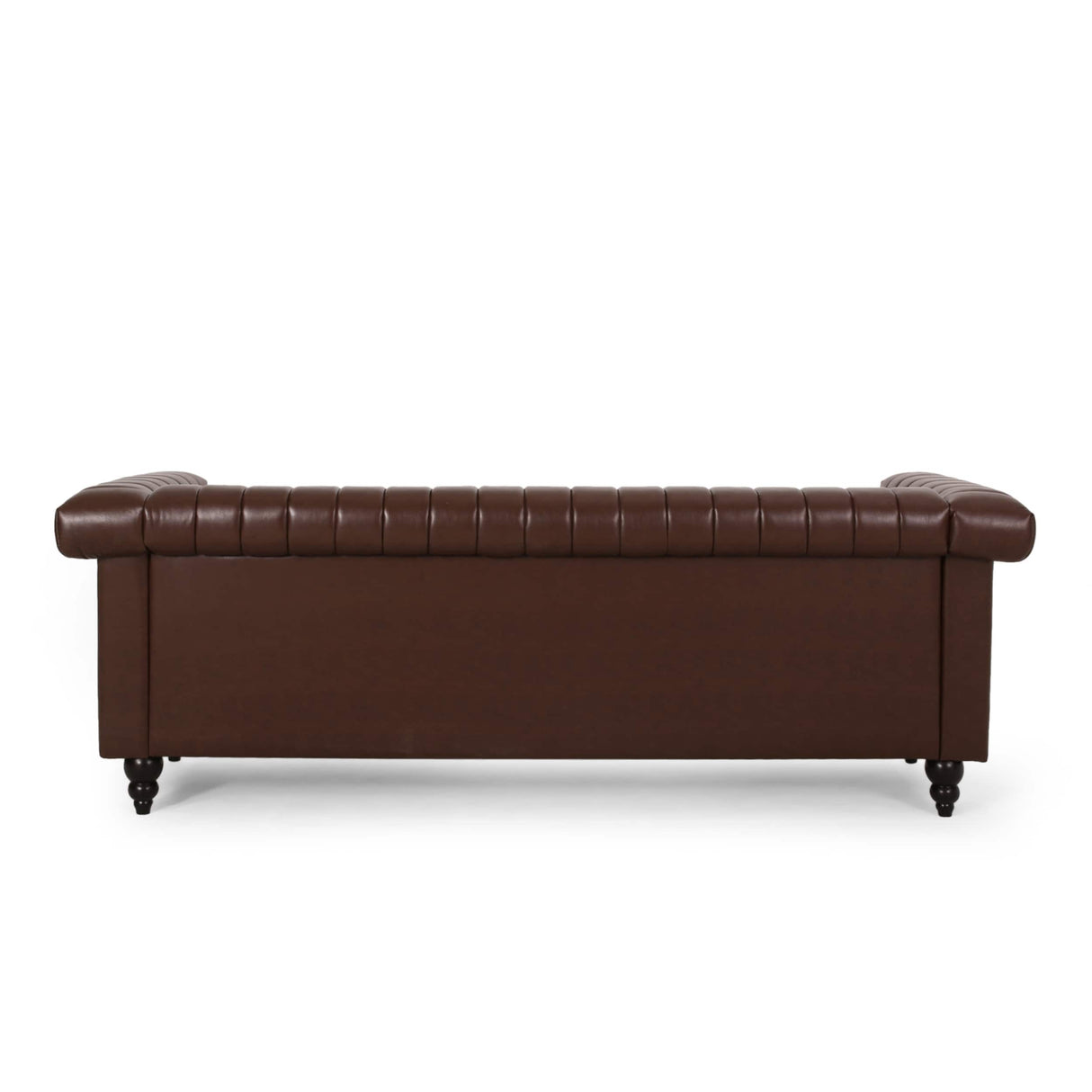 Drury Channel Stitch Faux Leather Sofa with Nailhead Trim by Christopher Knight Home - 83.00" L x 32.50" W x 27.00" H