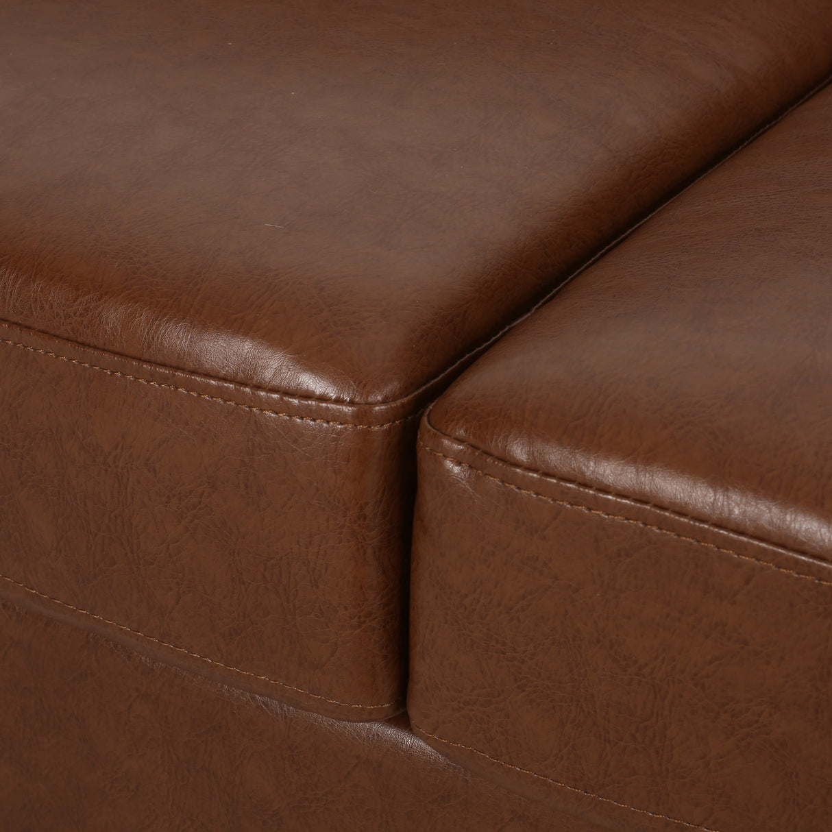 Drury Channel Stitch Faux Leather Sofa with Nailhead Trim by Christopher Knight Home - 83.00" L x 32.50" W x 27.00" H