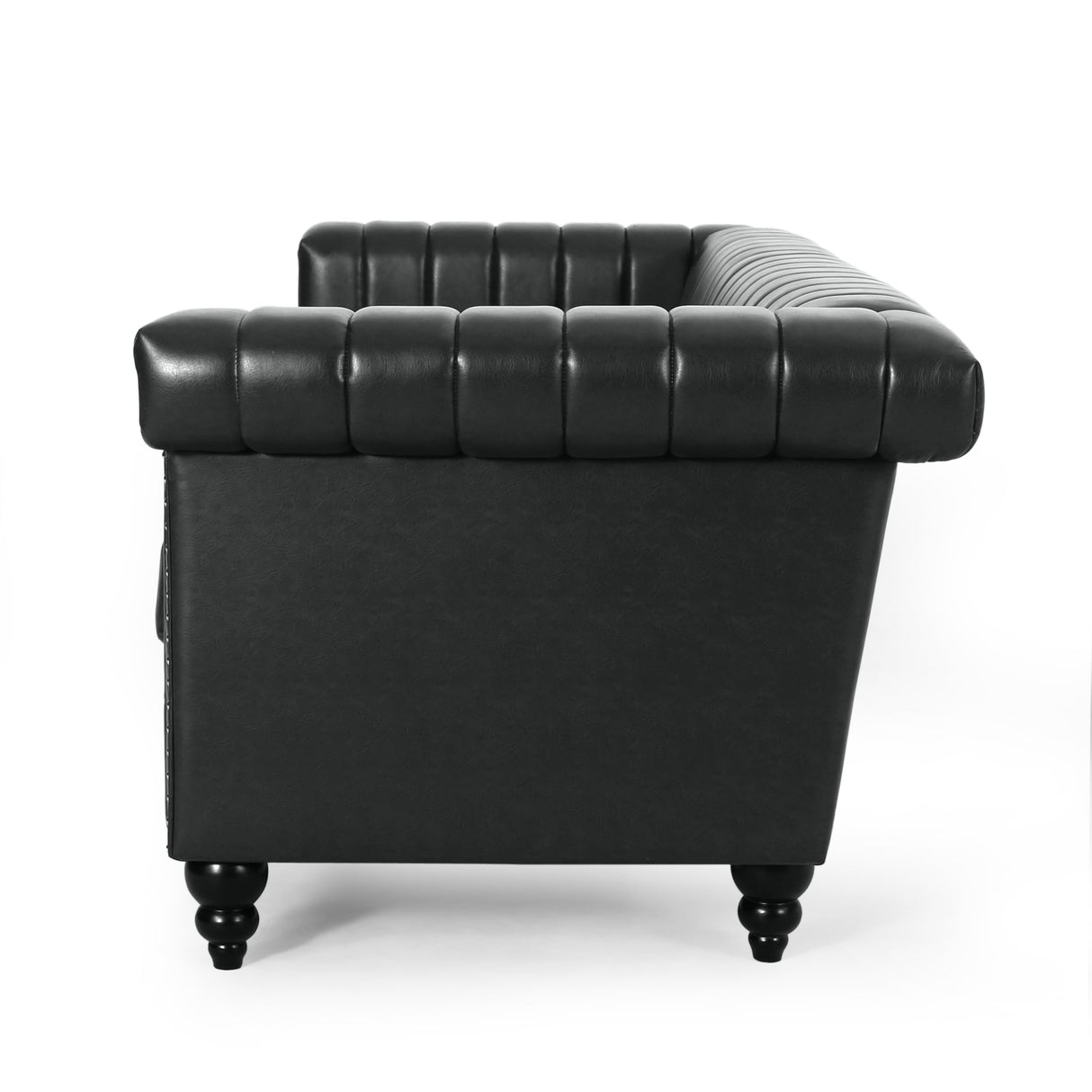 Drury Channel Stitch Faux Leather Sofa with Nailhead Trim by Christopher Knight Home - 83.00" L x 32.50" W x 27.00" H