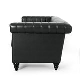 Drury Channel Stitch Faux Leather Sofa with Nailhead Trim by Christopher Knight Home - 83.00" L x 32.50" W x 27.00" H