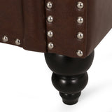 Drury Channel Stitch Faux Leather Sofa with Nailhead Trim by Christopher Knight Home - 83.00" L x 32.50" W x 27.00" H