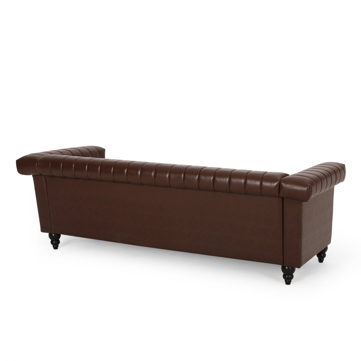 Drury Channel Stitch Faux Leather Sofa with Nailhead Trim by Christopher Knight Home - 83.00" L x 32.50" W x 27.00" H