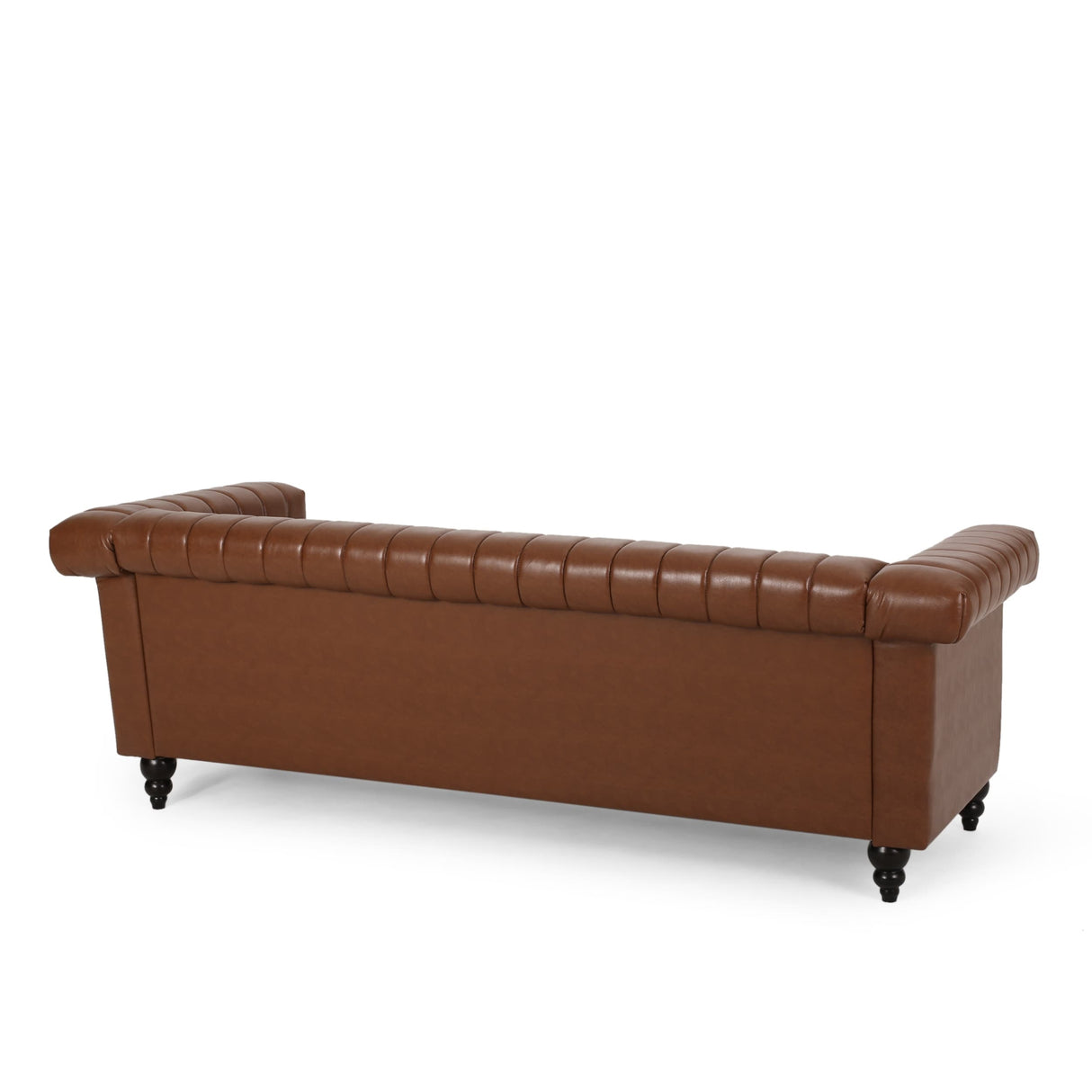Drury Channel Stitch Faux Leather Sofa with Nailhead Trim by Christopher Knight Home - 83.00" L x 32.50" W x 27.00" H