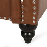 Drury Channel Stitch Faux Leather Sofa with Nailhead Trim by Christopher Knight Home - 83.00" L x 32.50" W x 27.00" H