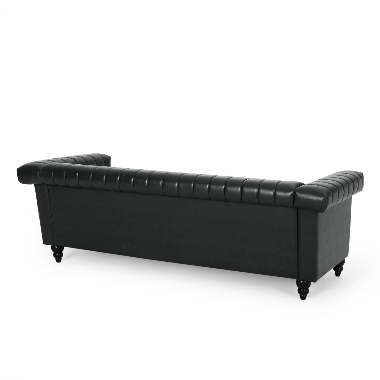Drury Channel Stitch Faux Leather Sofa with Nailhead Trim by Christopher Knight Home - 83.00" L x 32.50" W x 27.00" H