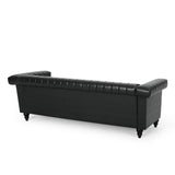 Drury Channel Stitch Faux Leather Sofa with Nailhead Trim by Christopher Knight Home - 83.00" L x 32.50" W x 27.00" H