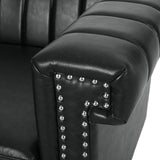 Drury Channel Stitch Faux Leather Sofa with Nailhead Trim by Christopher Knight Home - 83.00" L x 32.50" W x 27.00" H
