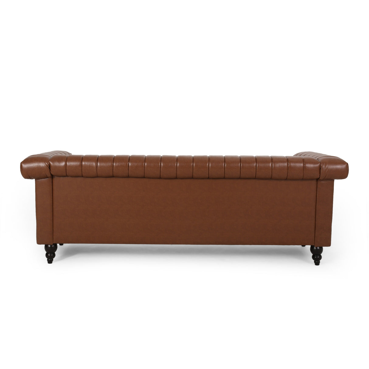 Drury Channel Stitch Faux Leather Sofa with Nailhead Trim by Christopher Knight Home - 83.00" L x 32.50" W x 27.00" H