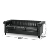 Drury Channel Stitch Faux Leather Sofa with Nailhead Trim by Christopher Knight Home - 83.00" L x 32.50" W x 27.00" H