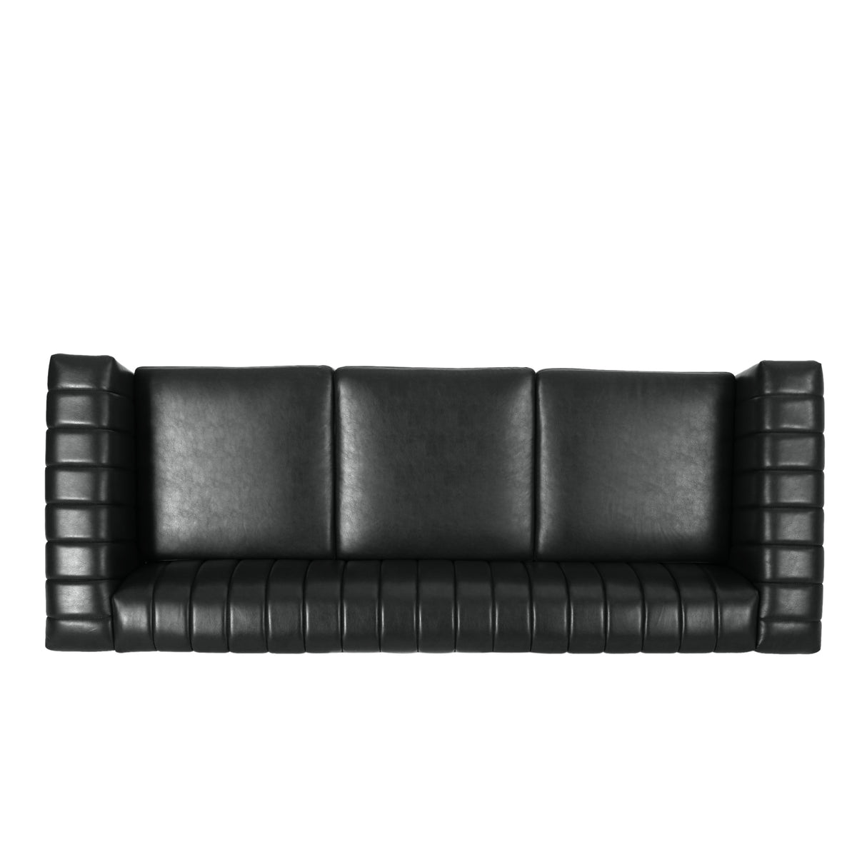 Drury Channel Stitch Faux Leather Sofa with Nailhead Trim by Christopher Knight Home - 83.00" L x 32.50" W x 27.00" H