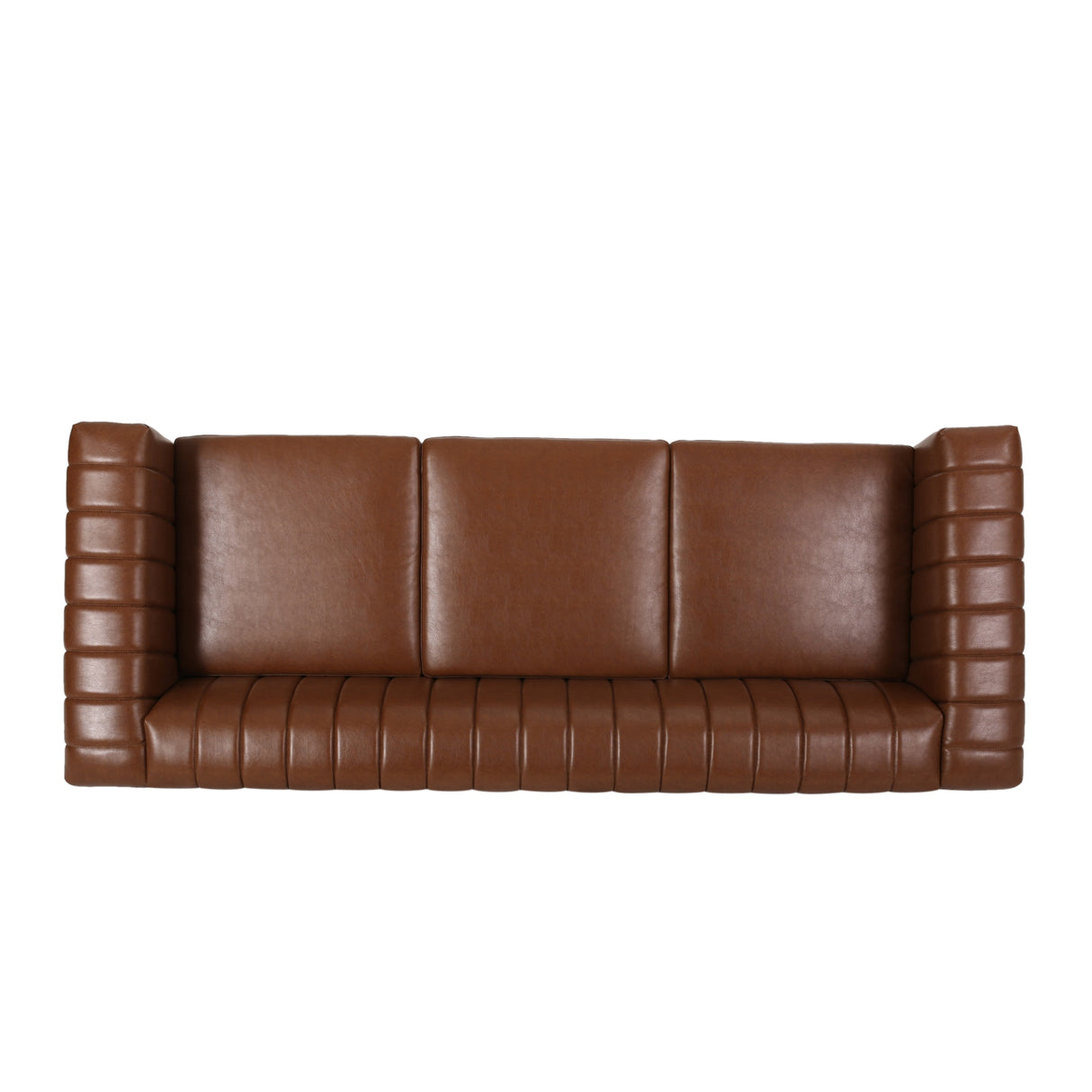 Drury Channel Stitch Faux Leather Sofa with Nailhead Trim by Christopher Knight Home - 83.00" L x 32.50" W x 27.00" H