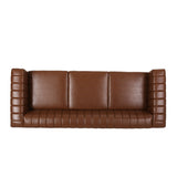 Drury Channel Stitch Faux Leather Sofa with Nailhead Trim by Christopher Knight Home - 83.00" L x 32.50" W x 27.00" H