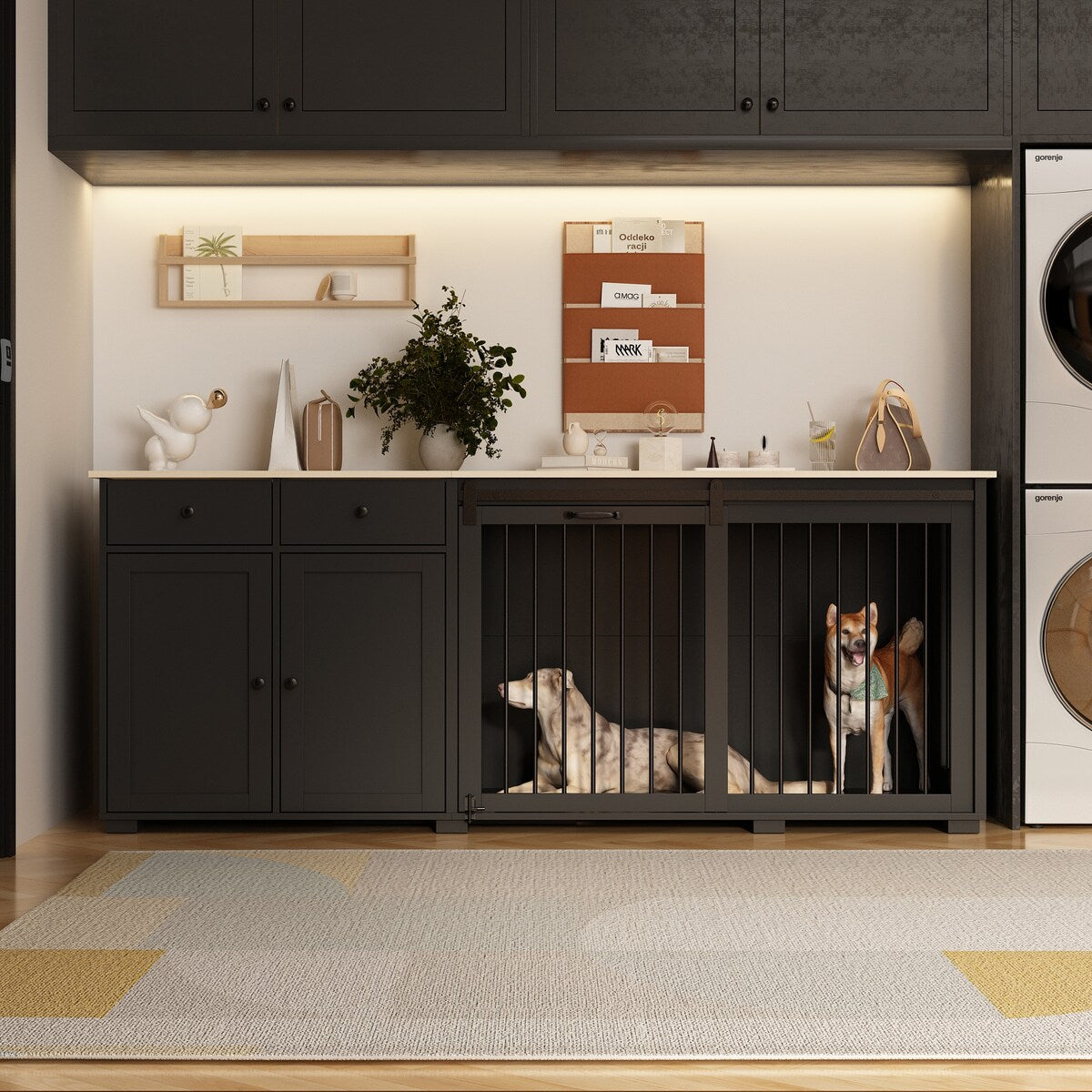 Dual-Drawer Cabinet Pet Sanctuary Contemporary Home Storage Solution