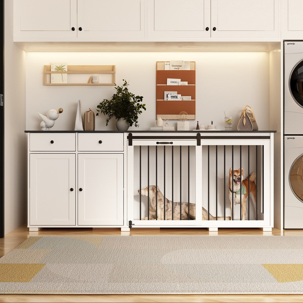 Dual-Drawer Cabinet Pet Sanctuary Contemporary Home Storage Solution