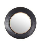 Dual Encased Metal Frame Round Wall Mirror, Large Black and Gold