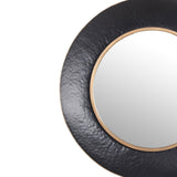 Dual Encased Metal Frame Round Wall Mirror, Large Black and Gold