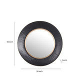 Dual Encased Metal Frame Round Wall Mirror, Large Black and Gold