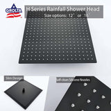 Dual Heads 16" Rainfall & High Pressure 6" Shower System w/ 3 Way Thermostatic Faucet - Matte Black - Matte Black