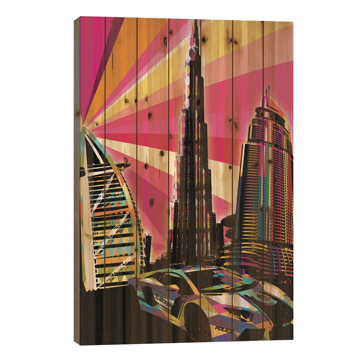 Dubai Psychedelic Pop Print On Wood by 5by5collective - Multi-Color