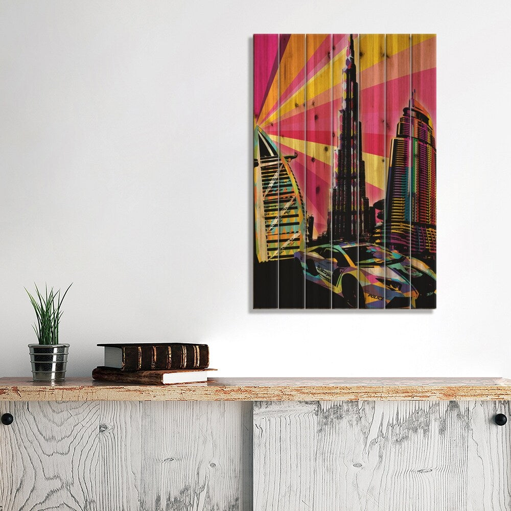 Dubai Psychedelic Pop Print On Wood by 5by5collective - Multi-Color