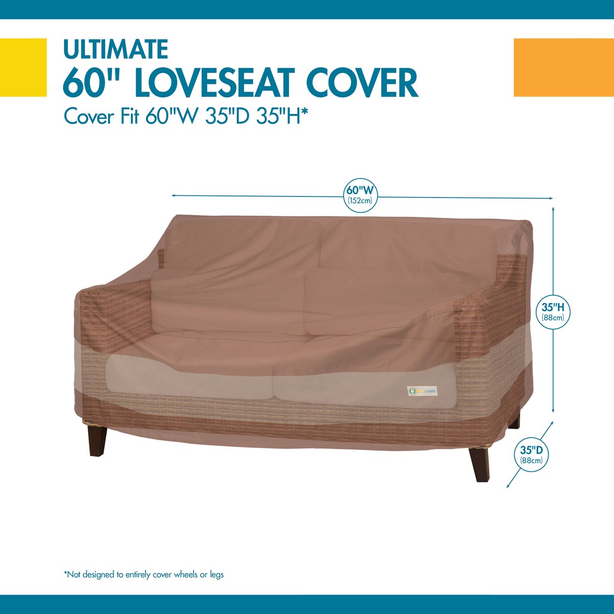 Duck Covers Ultimate Waterproof 60 Inch Patio Loveseat Cover